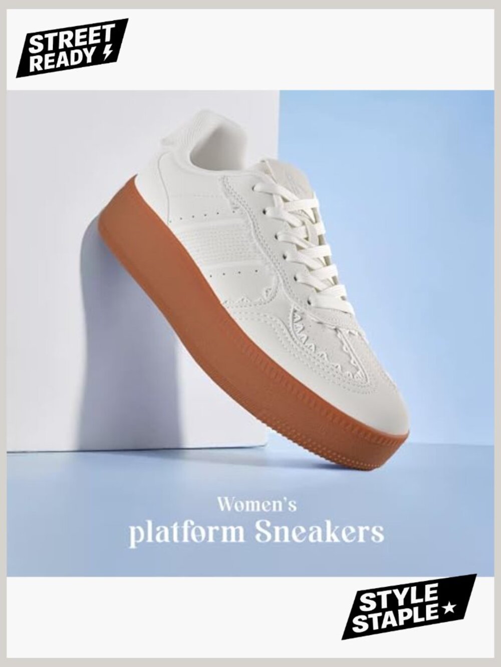 Women's Lace-Up Chunky Sneakers Memory Foam Arch Support Tennis Walking Shoes - Picture 6 of 7